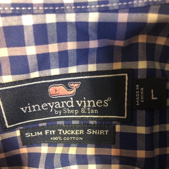 Vineyard Vines Slim Fit Tucker Plaid Shirt L Casual Button Down Blue - Picture 4 of 4